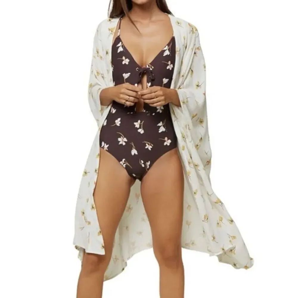 NWT O'NEILL KIMBERLY KIMONO COVER UP IN EGGSHELL m / l
